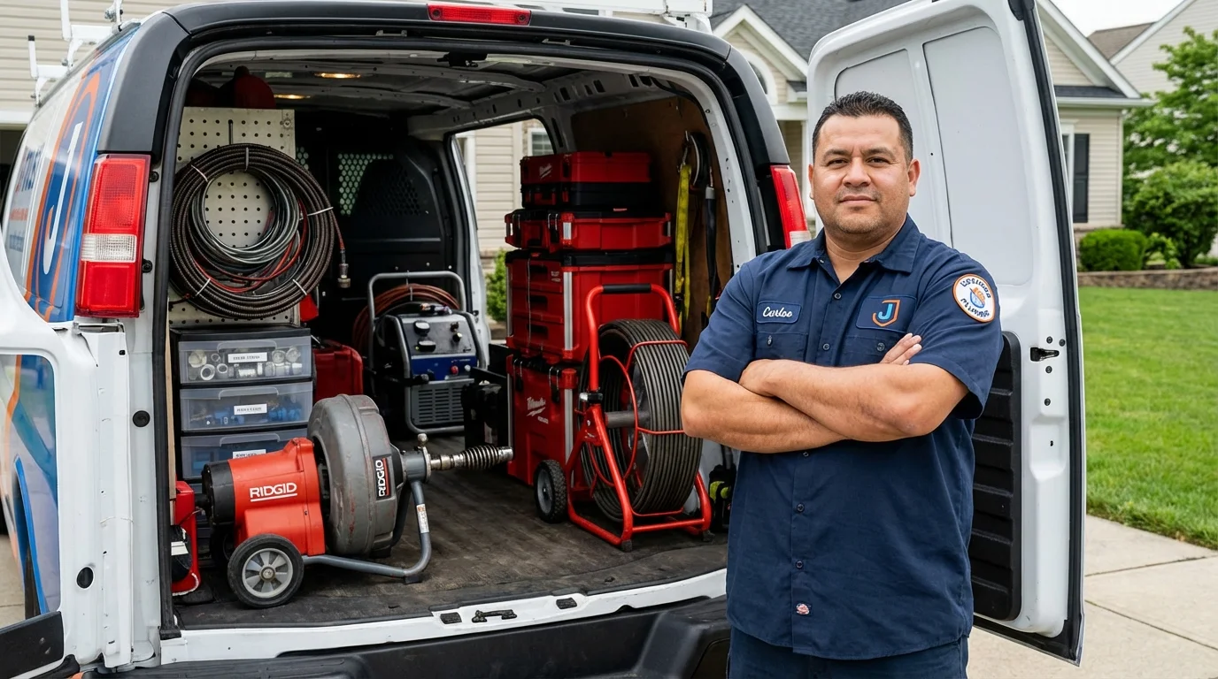 Professional drain cleaning equipment and Johns Plumbing LLC plumber in Overton